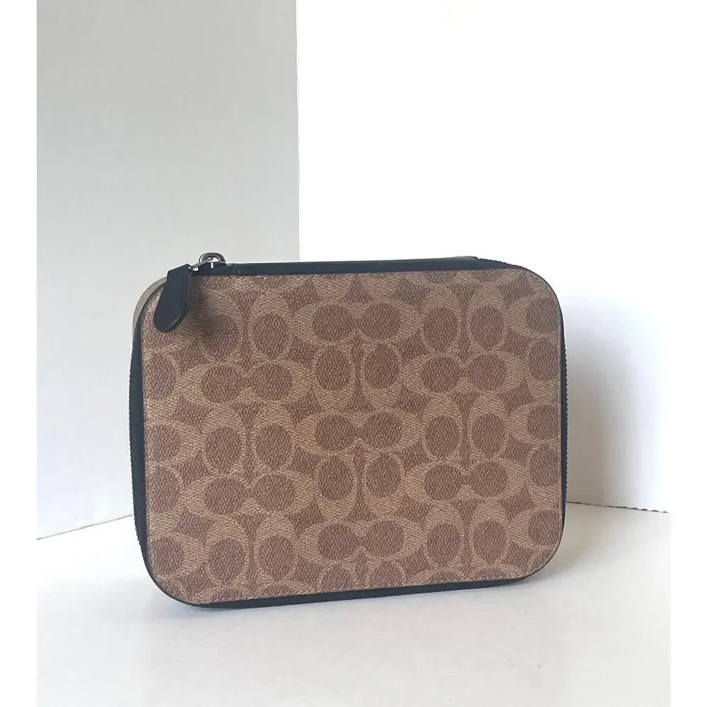 Coach Tech Organizer Colorblock Signature Canvas Travel Case Khaki Brown CY392